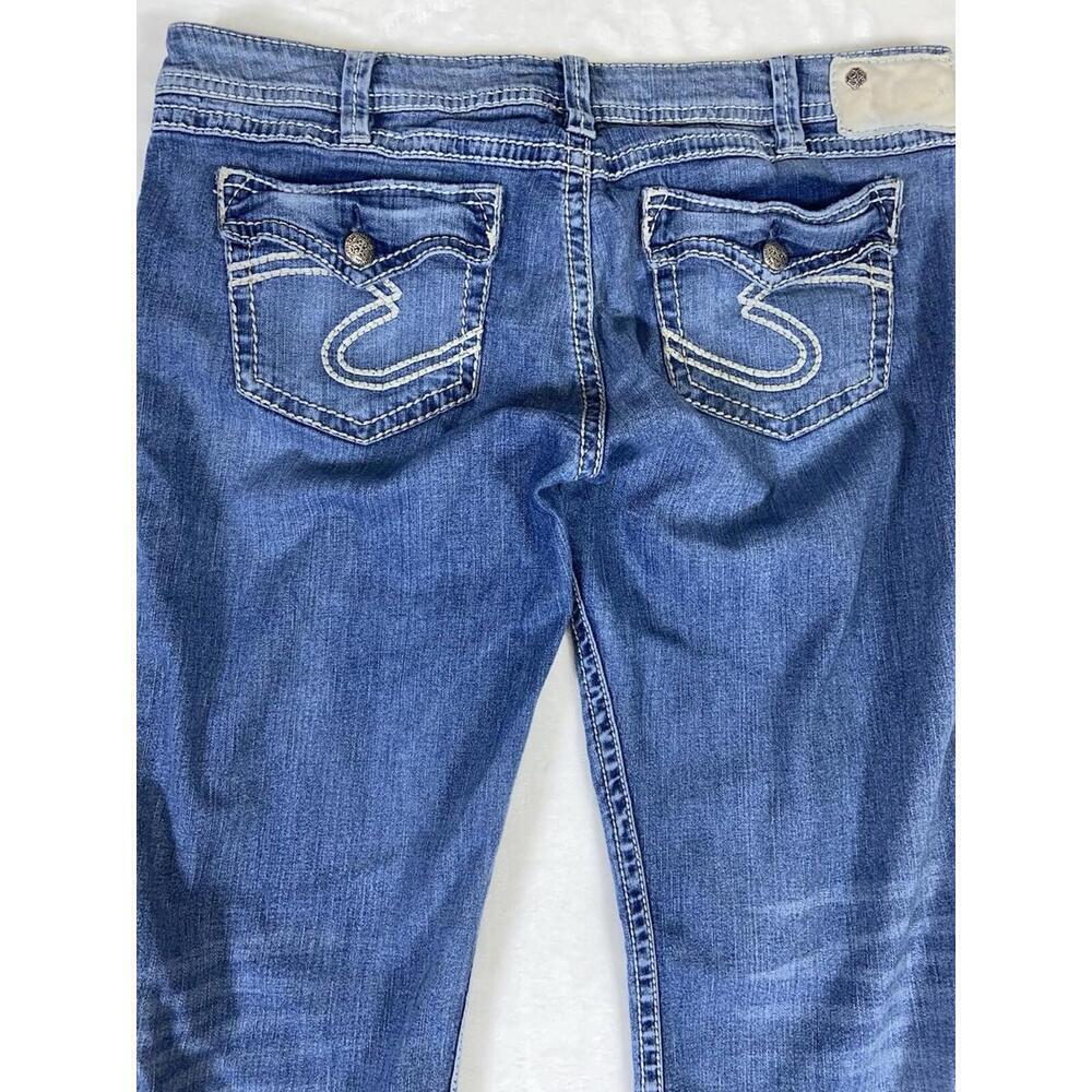 Silver Womens Twisted Surplus Boot Leg Jeans Blue Stretch Whiskered Denim 34x28 - Picture 10 of 14